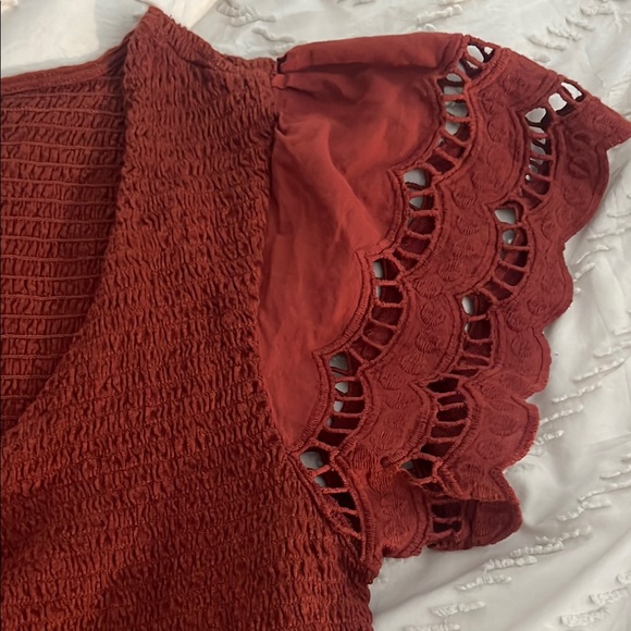 Torrid  Rust Cap Sleeve Ruffled Blouse - Picture 2 of 5